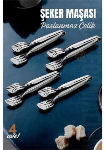 Şeker Maşası Paslanmaz Çelik 4 Adet 718702