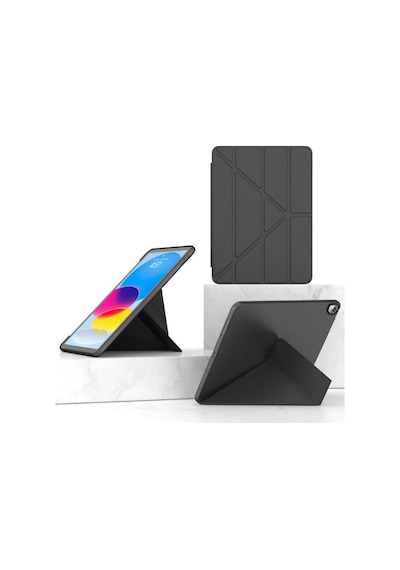 Fuchsia Apple Uyumlu iPad 9.7" 2017 5. Nesil İle Kılıf Kalem Bölmeli Tri Folding Katlanabilir Standlı Kapaklı Kılıf