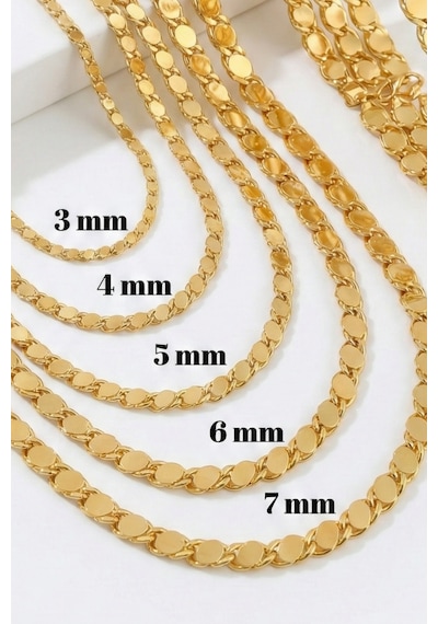 14 Ayar Altın Pullu Zincir Bileklik 4 Mm Sarı