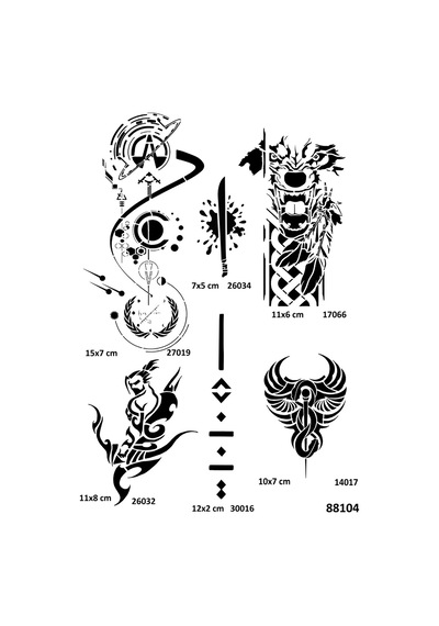 Fantastik Karizmatik Modeller Spray Tattoo Geçici Dövme Seti Dark Siyah Sprey