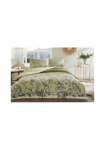 Antique Garden Çift Kişilik Soft Life Saten Nevresim Takımı Yeşil