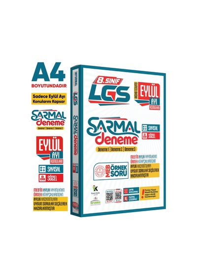 2027 8.Sınıf LGS Sadece EYLÜL AYI Konuları MEB Örnek Soruları 3lü Sarmal Deneme Paketi Çözümlü