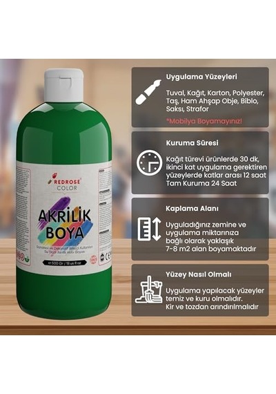 Yeşil Akrilik Boya 500gr Diğer