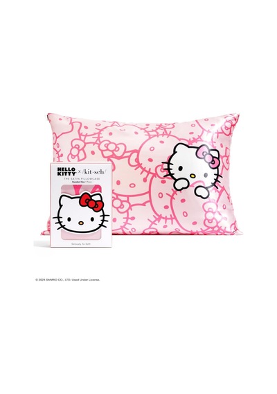 Hello Kitty X Fermuarlı Saten Yastık Kılıfı, 66 X 48 Cm Koyu Pembe