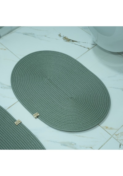 Zengin Supla 2'li Banyo Paspas Set Su Yeşili