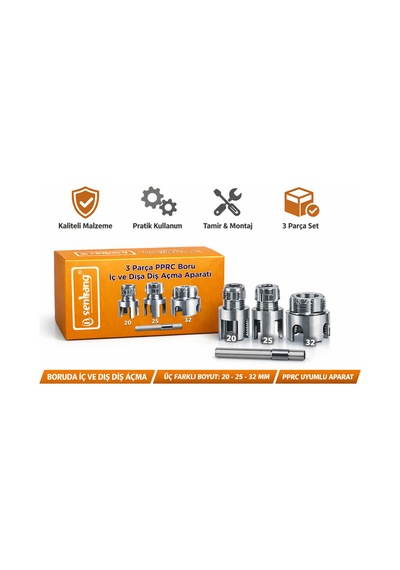 Senbang 3 Parça Pprc Boru İç Ve Dışa Diş Açma Aparatı 20-25-32 Mm Set