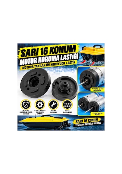 Sarı 16 Konum Yemleme Botu Motor Koruma Lastiği Motora Takılan Ön Koruyucu Yedek Parça