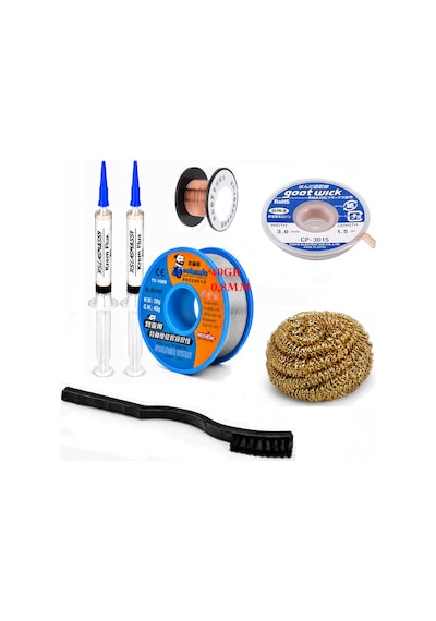 Lehim Seti 0,8 Mm 40 Gr Lehim Teli Flux Cp-3015 Lehim Emme Ve Yol Çekme Teli Temizleme Set St467