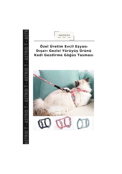 Özel Üretim Evcil Eşyası Dışarı Gezisi Yürüyüş Ürünü Kedi Gezdirme Göğüs Tasması