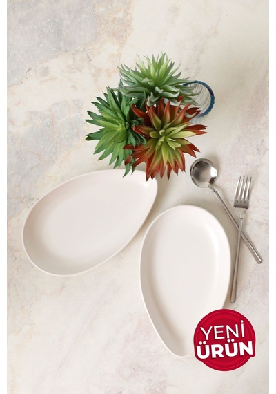 Keramika Mat Beyaz Serenity Kayık Tabak 24 Cm 2 Adet 022 Beyaz