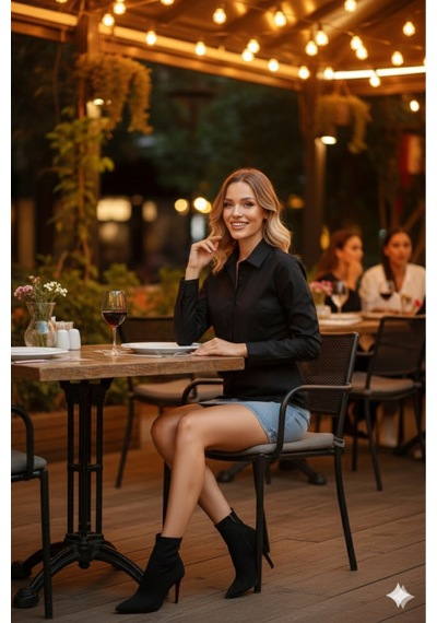 Polologin Butik Esnek Likralı Poplin Kumaş Siyah Uzun Kollu Rahat Kesim Ofis Gömleği Siyah