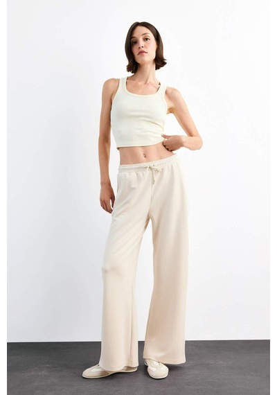 Defacto Relax Fit Beli Lastikli Düz Paça Modal Pantolon G1086ax25smbg286 Bej