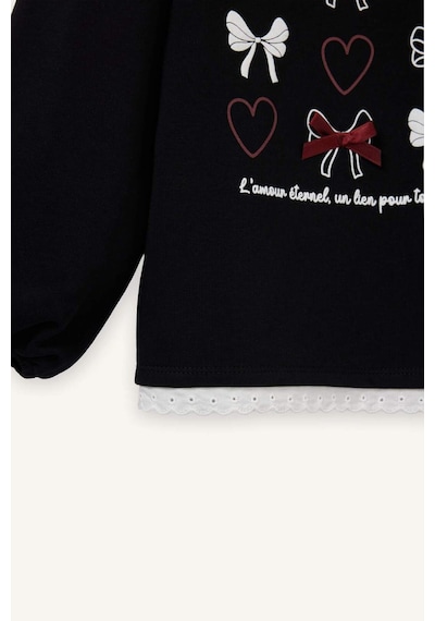 Defacto Oversıze Desenli Sweatshırt Kız Bebek G8109a526spbk81 Siyah-bk81