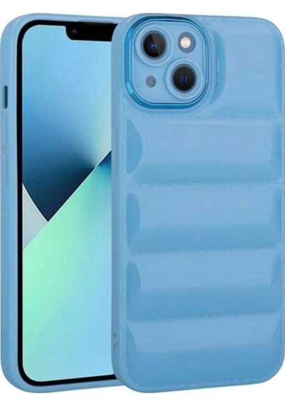 Apple Uyumlu iPhone 14 Plus Kılıf Kamera Korumalı Parlak Airbag'li Zore Galya Kapak Mavi