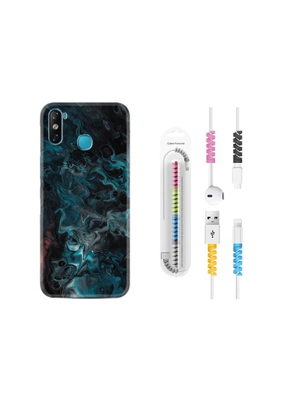Infinix Smart 4 Kılıf Kablo Koruyuculu Colorful Abstract 1384