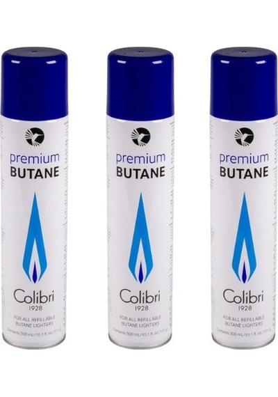 Colibri Premium Gazlı Ve Pürmüzlü Çakmaklar İçin Bütan Gaz 3'lü Paket