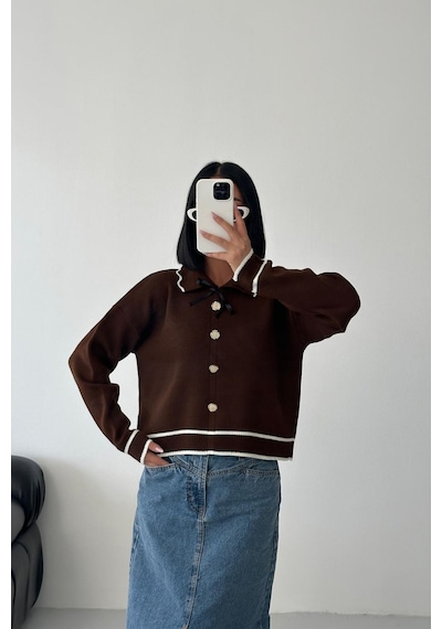 Hiccup My Fashıon Kurdele Detaylı Polo Yaka Örgü Kazak Kahve Kahvesi Hiccup My Fashıon Kurdele Detaylı Polo Yaka Örgü Kazak Kahve Kahvesi