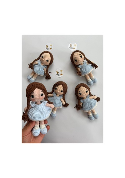 Adenya Sepeti Amigurumi Örgü Fındık Bebek-18 Cm-soft Mavi Çok Renkli