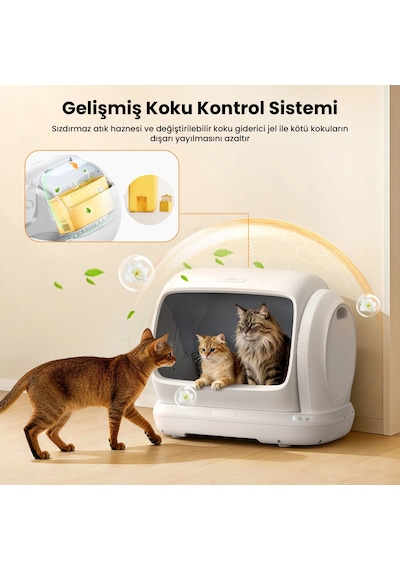Ubpet C41 Akıllı Otomatik Kedi Tuvaleti, 106l Geniş Hacim, Mobil Uygulama, Otomatik Temizleme, Ağırlık Sensörü, 38db Sessiz Motor, Koku Hediyeli