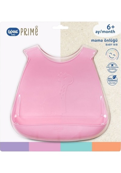 Wee Baby Prime Silikon Mama Önlüğü Kod-927 - Pembe Pembe