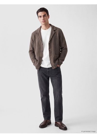 LC Waikiki Lc Waıkıkı Bej Regular Fit Ceket Yaka Erkek Triko Hırka