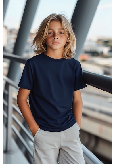 Cloise İndigo Çocuk T-shirt Kız Erkek Unisex %100 Pamuk İndigo