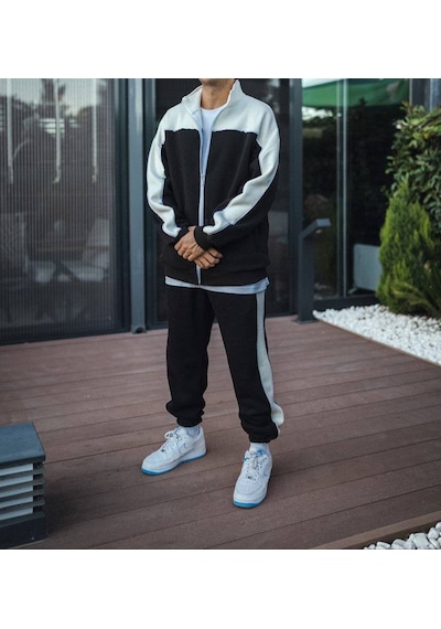 Lulikwear Fermuarlı Kapüşonlu Oversize Pamuklu Sweatshirt Takım Siyah