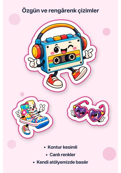 Cool Mod 20 Adet Mini Retro Sticker Çıkartma A4 Defter Etiketi Çok Renkli