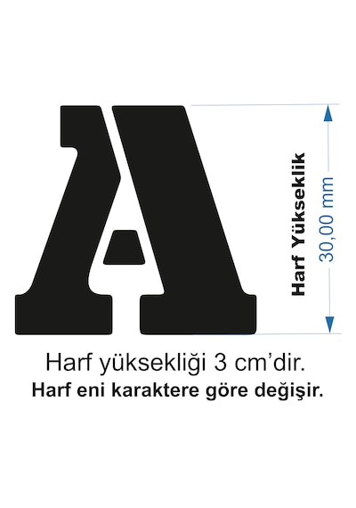 Stencil Harf Boyama Şablonu X021 Harf Yüksekliği 3 Cm