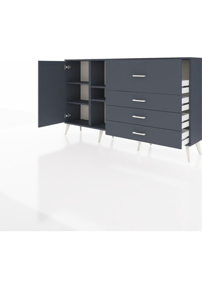 Arges Konsol 4 Raflı 4 Çekmeceli Tek Kapaklı 176x30x99 Antrasit-antrasit Antrasit - Antrasit Arges Konsol 4 Raflı 4 Çekmeceli Tek Kapaklı 176x30x99 Antrasit-antrasit Antrasit - Antrasit