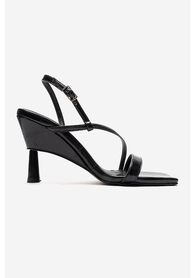 Luvishoes Jolene Siyah Baskı Kadın Topuklu Ayakkabı