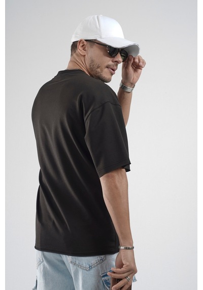Oversize Kalıp Likralı Basic Tişört Siyah