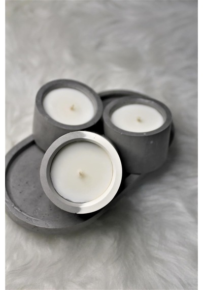 Bottiko Bottiko%100 Soya Wax Beton Dekoratif 3'lü Mum Seti 4 Parça Gri Diğer