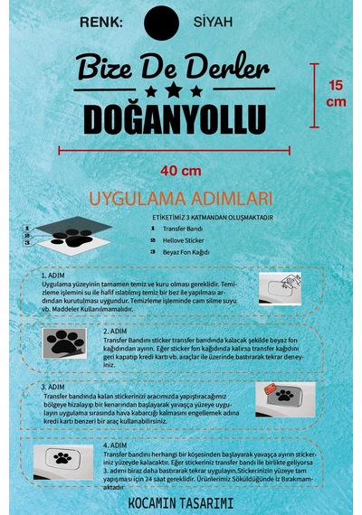 Malatya Doğanyol Klasik Siyah Sticker Malatya Bize De Derler Doğanyollu 40x15 Cm Oto Sticker 40 CM - Siyah