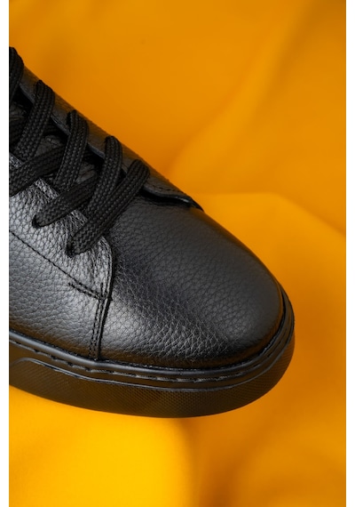 Hatemoğlu Casual Bağcıklı Erkek Deri Sneakers - Siyah