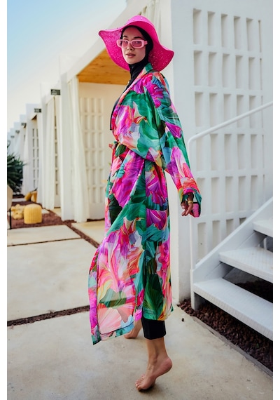 Remsa Mayo Remsa Tesettür Mayo Üzerine Tek Kaftan Kimono Pareo Pembe01 Rp033 Ayşe Pembe01