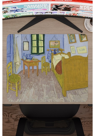 Van Gogh Arles Teki Yatak Odası Tablo V4 48x40 Xl Gaming Kauçuk Kaymaz Taban Mouse Pad Fare Altlığı