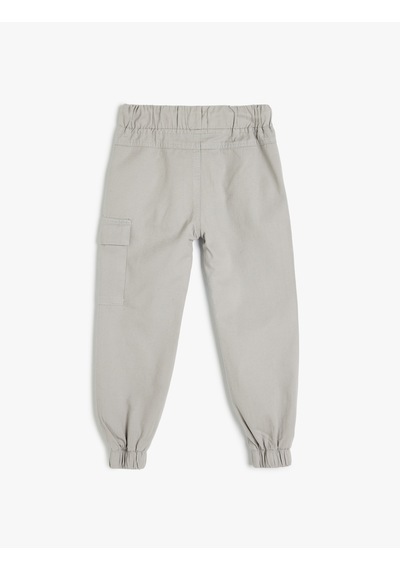 Koton Pamuklu Beli Bağlamalı Kargo Cepli Jogger Pantolon Gri 5skb40074tw Gri