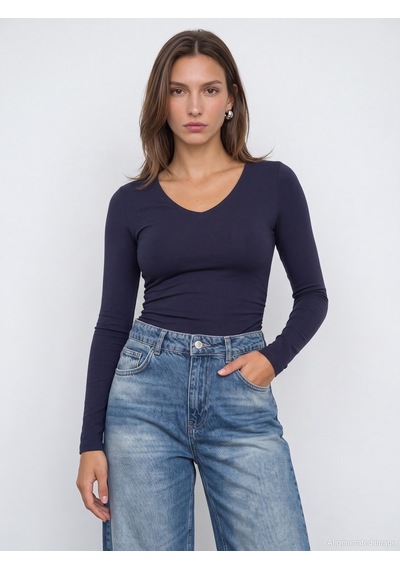 Dilvin 33215 Sıcak Tutan V Yaka Bra-free Top K.lacivert