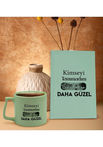 Bk Gift Kimseyi Tanımadım Ben Atatürk Temalı Su Yeşili Sert Kapaklı Defter Ve Middle Kupa Seti-1, Arkadaşa Hediye, Yeni İş Hediyesi, Doğum Günü Hediyesi Yeşil