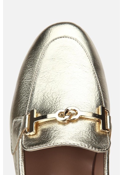 Yaya Kadın Gold Toka Detaylı Metalik Loafer