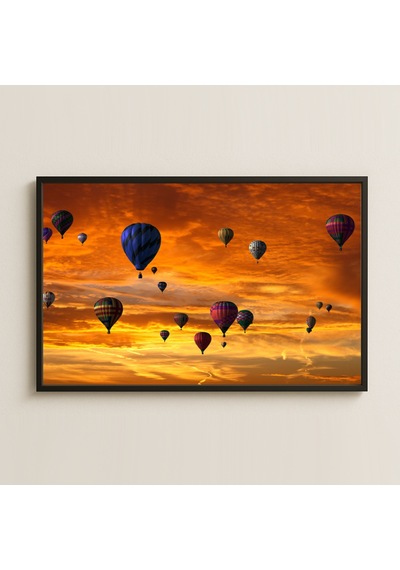 Günbatımı Ve Balonlar Uv Baskılı Renkli Gökyüzü Pvc Tablo
