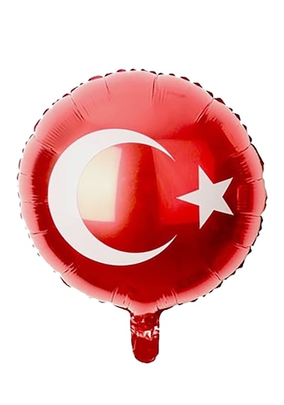5 Ad Bayrak Folyo Kırmızı Balon Türk Bayraklı Baskılı 23 Nisan 19 Mayıs Süslemesi Türk Bayrağı 45cm