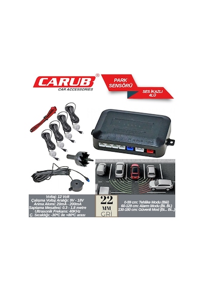 Carub Park Sensörü Ses İkazlı Gri 22 Mm 4 Lü Br0015921