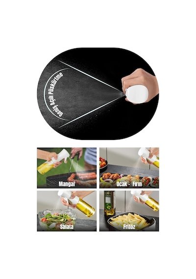 Vienev 2li Airfryer Sprey Yağdanlık Cam Şişe - Izgara Fritöz Salata Yağ Püskürtücü Siyah