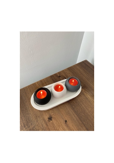 Mumluk Seti Özel Tasarım Beyaz Standlı Mumluk 3 Renk Şık Ve Minimalist Tasarım Mumlar Hediye Renkli