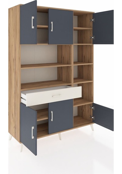 Hyperion Dolap 10 Raflı Tek Çekmeceli 6 Kapaklı 132x44x195 Çam-antrasit/aytaşı Antrasıt/aytası Hyperion Dolap 10 Raflı Tek Çekmeceli 6 Kapaklı 132x44x195 Çam-antrasit/aytaşı Antrasıt/aytası