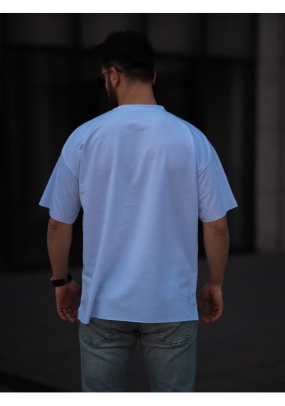 Erkek Oversize Tişört Beyaz Beyaz