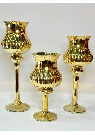 Gaga-151 3'lü Şamdan Set Gold 1