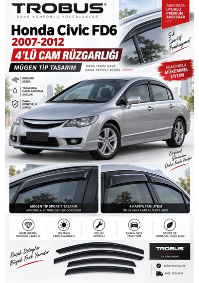 Honda Civic 1.6 İ-vtec Mügen 2009 Cam Rüzgarlığı 4'lü